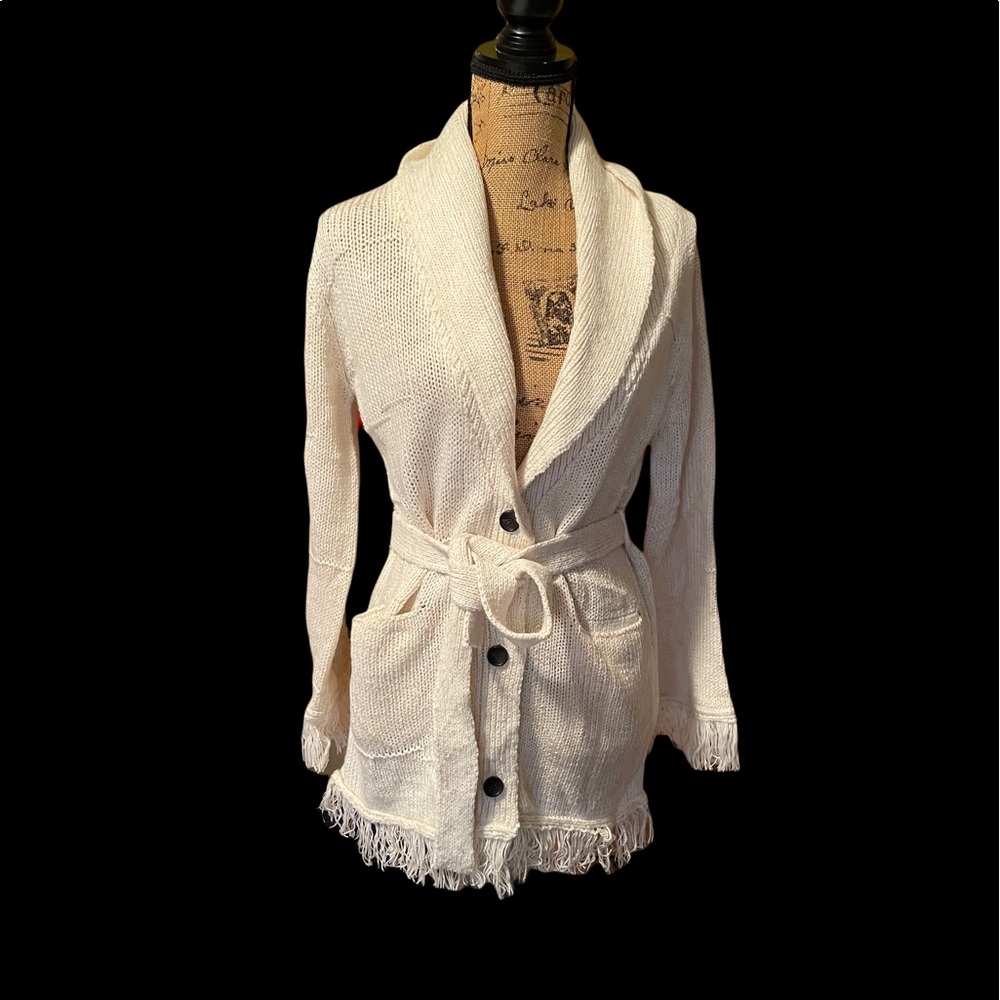 NWT Absolutely Gorgeous Frayed Tie Sweater